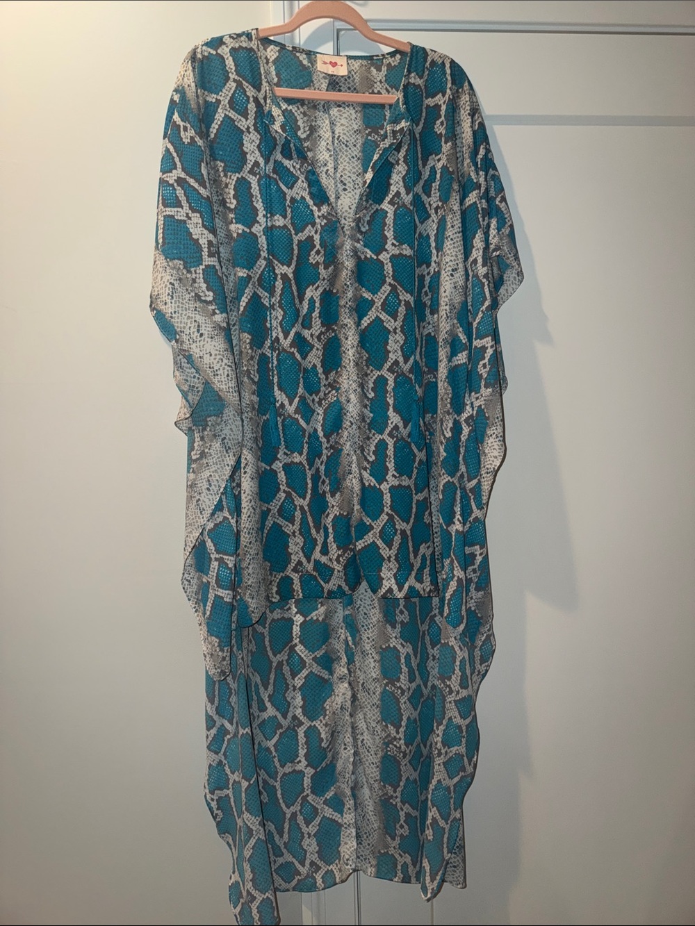 Buddy Love Teal Snake-Print Caftan Dress